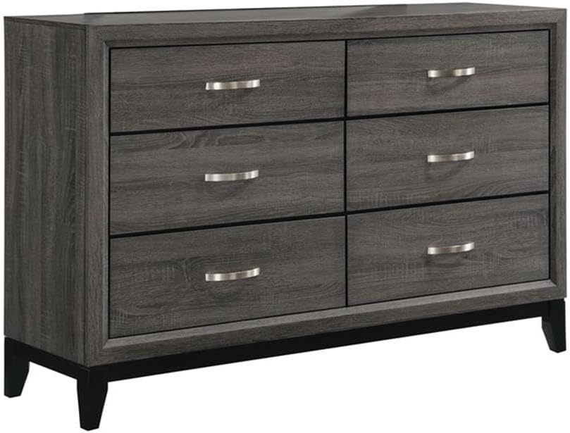 Coaster 5-Piece Transitional Wood Eastern King Panel Bedroom Set in Gray