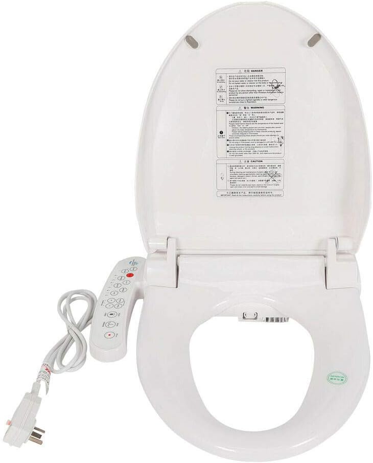 Heated Bidet Toilet Seat with Adjustable Water Temperature- Electric Smart Bidet Seat with Massage Function, Night Light | 1300W Flushing Power | Fits Standard Toilets