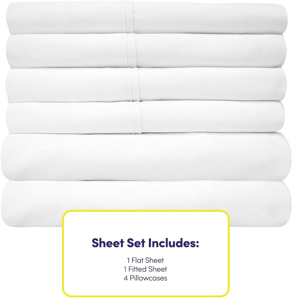 Queen Sheets White - 6 Piece 1500 Supreme Collection Fine Brushed Microfiber Deep Pocket Queen Sheet Set Bedding - 2 Extra Pillow Cases, Great Value, Queen, White (Pack of 5)