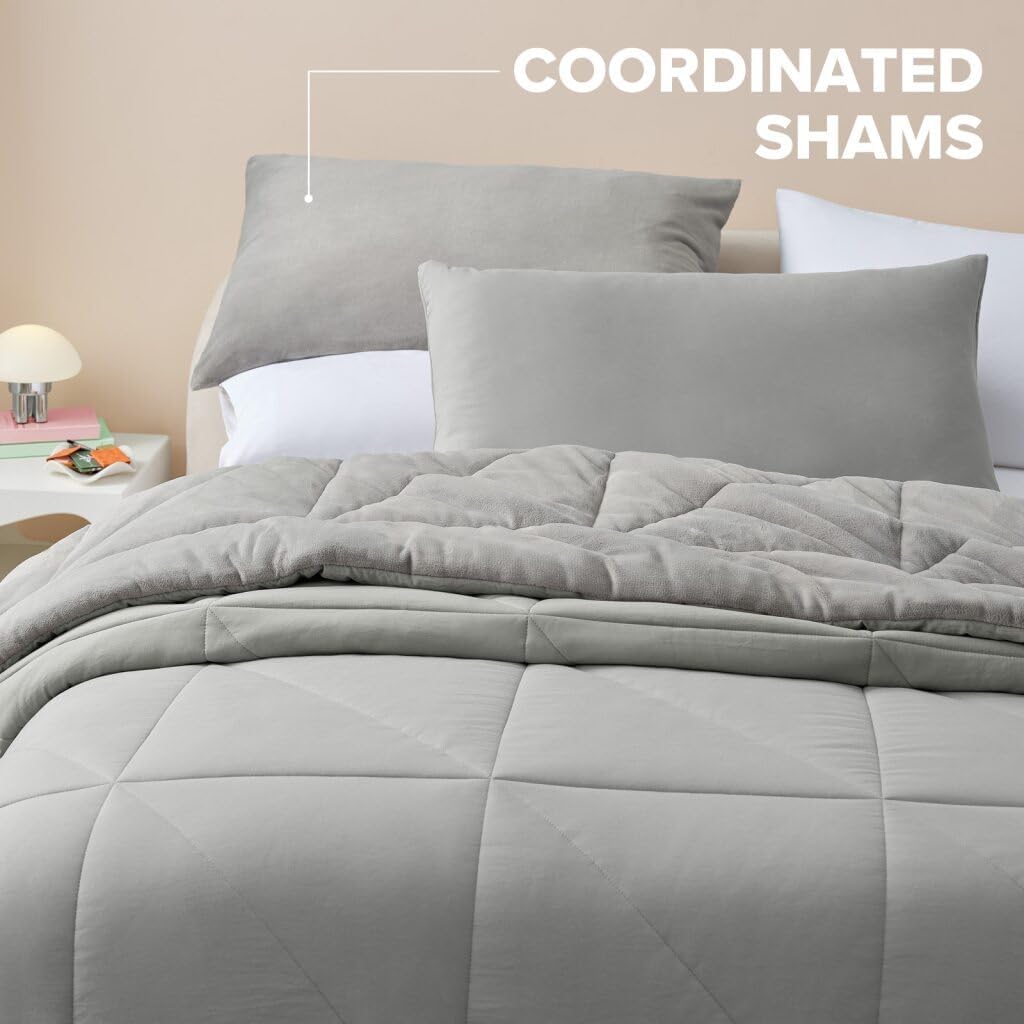UGG King Comforter Set – 3 Piece Luxury Reversible Plush King Size Comforter Set with Down Alternative Fill, Soft Bedding Set with 2 Pillow Shams for Home & Bedroom Decor, Seal Gray (Corey)