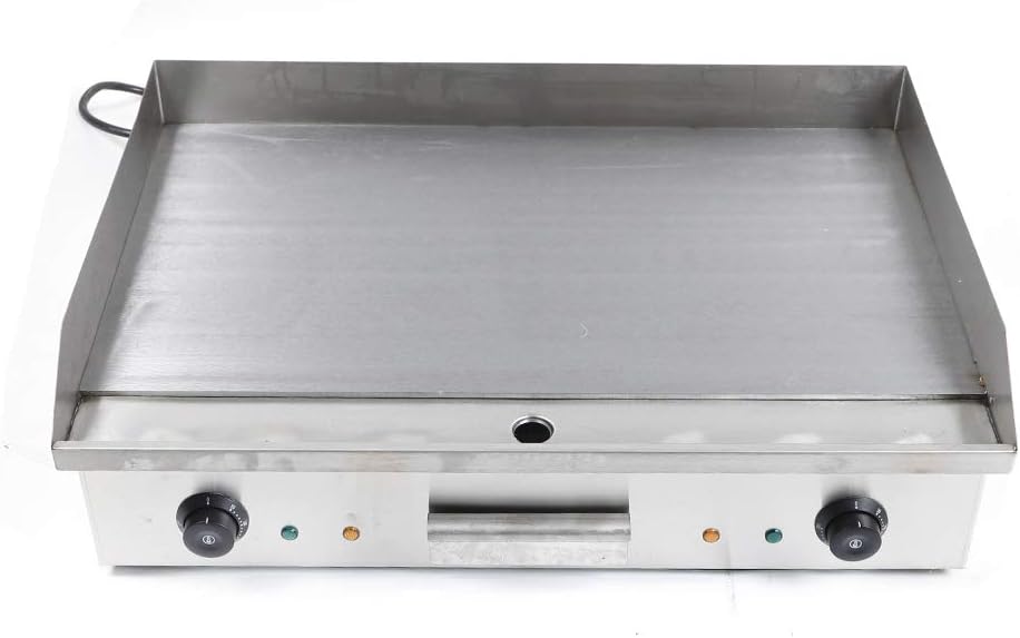Commercial Griddle,3000W 110V Commercial Electric Countertop Griddle Stainless Iron Flat Top Grill Hot Plate BBQ 50°C to 300°C Adjustable Temp Control