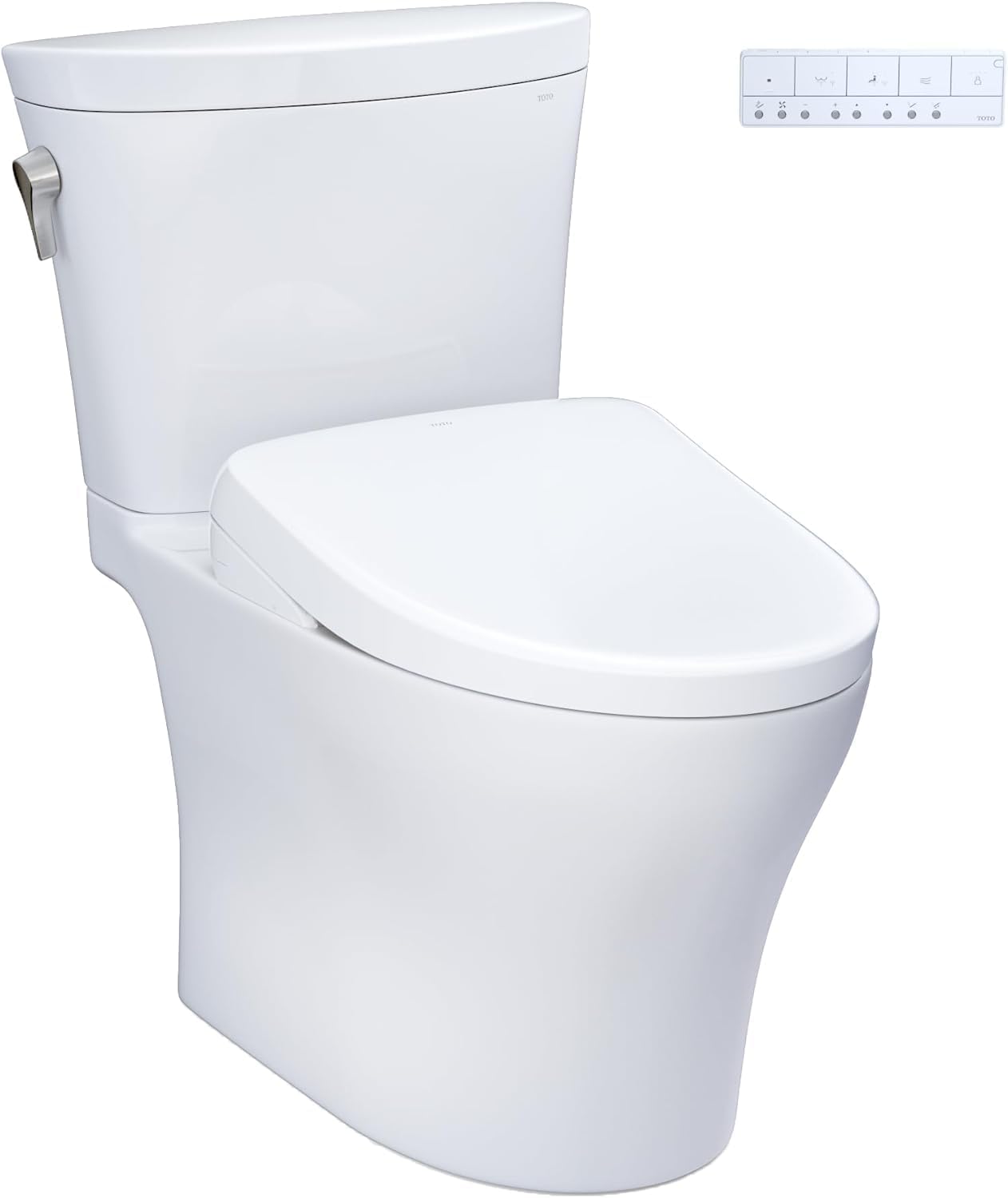 TOTO® WASHLET®+ Aquia IV® Arc Two-Piece Elongated Dual Flush 1.28 and 0.9 GPF Toilet with S7 Contemporary Bidet Seat, Cotton White - MW4484726CEMFGN#01