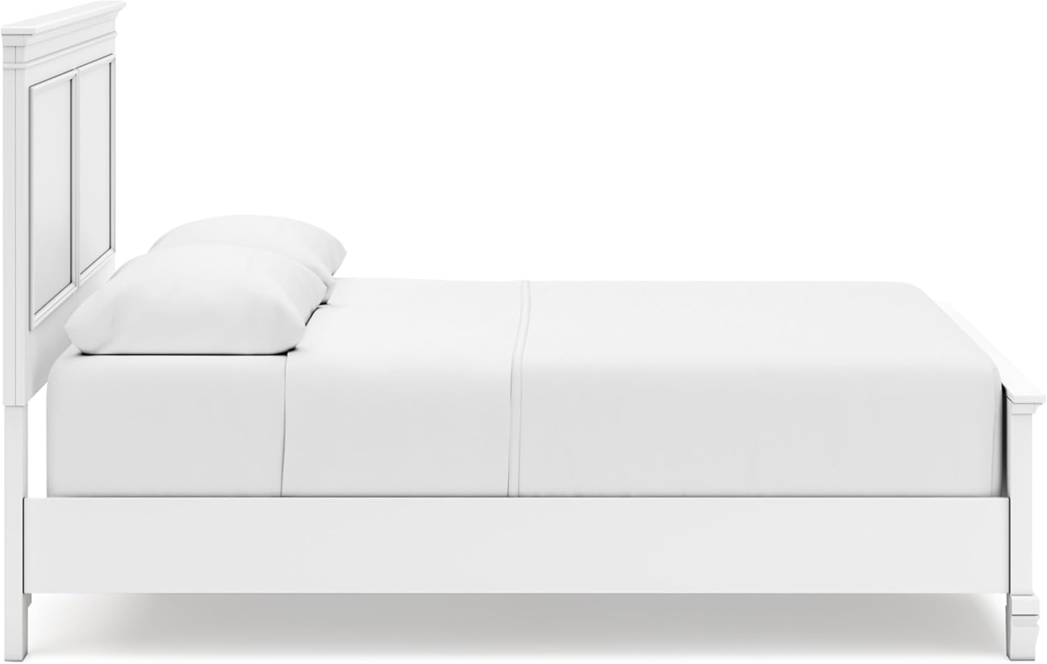 Signature Design by Ashley Fortman Transitional Queen Panel Bed with Tapered Feet, Foundation or Box Spring Needed, White