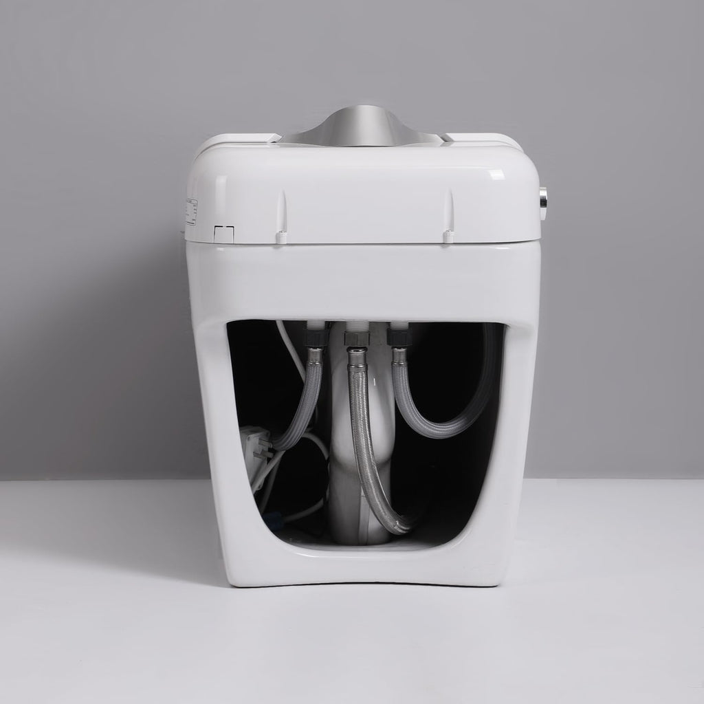 Smart Toilet Bidet with Foot Sensor Open Cover,Seat, Self Cleaning Nozzle, LED Display, Three Level Heated Seat,Airflow, Night Light, Knob Control, Soft Close, Auto Flush, with Remote Control