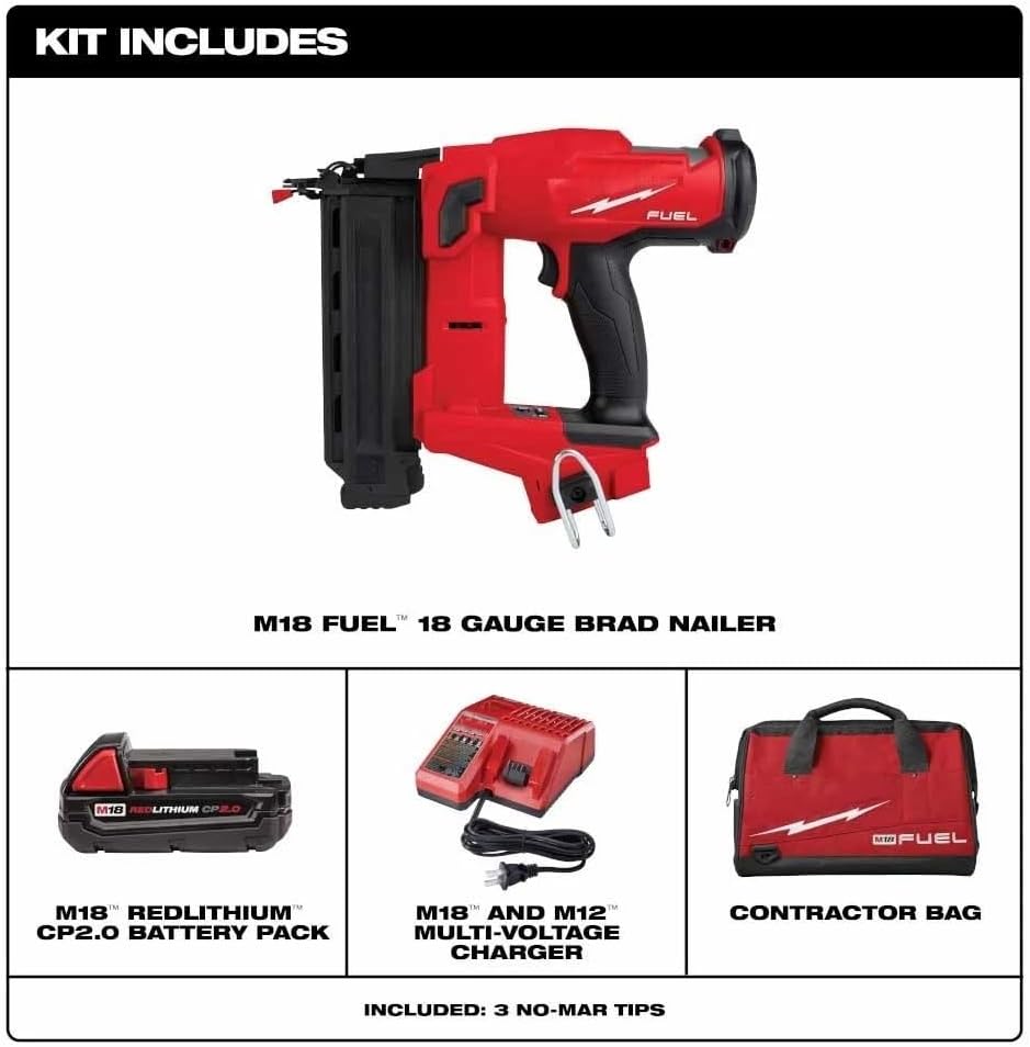 NEW 2746-21CT Cordless Brushless Brad Nailer for Milwaukee M18 18V FUEL 18 Gauge Brad Nailer Kit - Red/Black