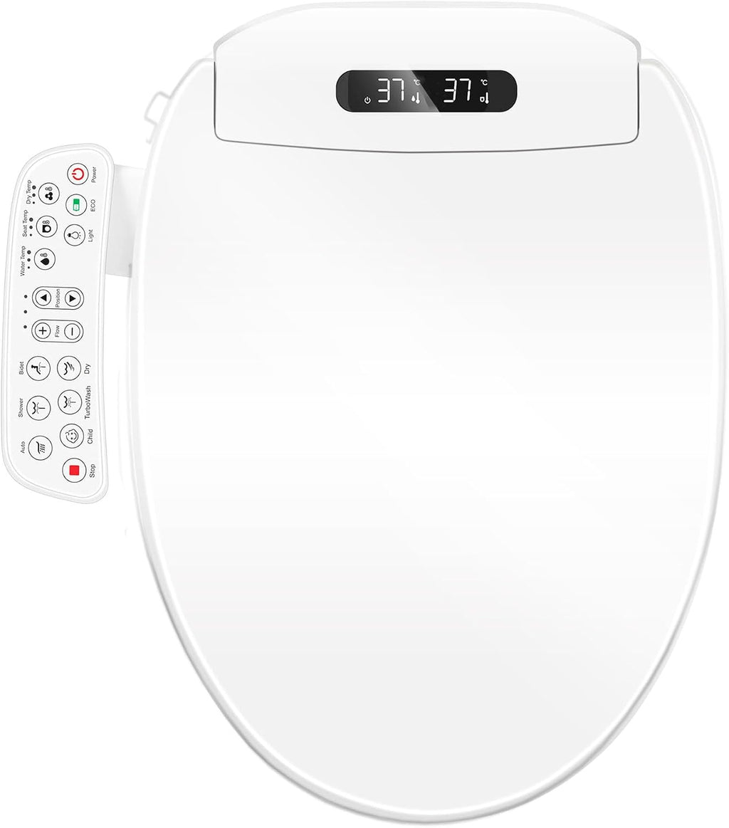Electric Bidet Toilet Seat with Heated Seat, Warm Air Dryer, Endless Warm Water, Oscillating and Pulsating Spray Wash, Stainless Steel Self-Clean Nozzle, Sense Seat (Elongated)
