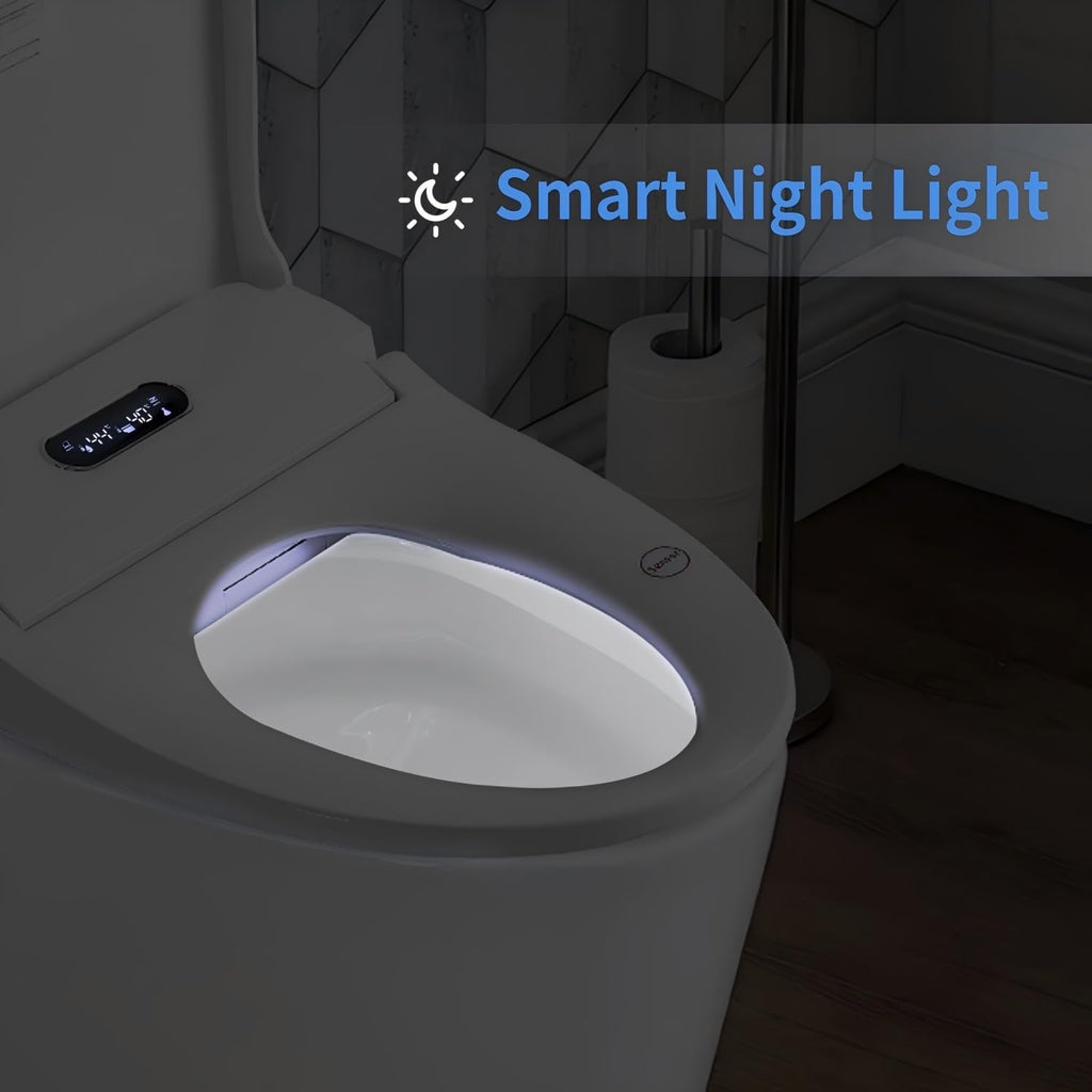 Electric Bidet Toilet Seat with Adjustable Heated Seat and Instant Warm Water, Elongated Bidet Attachment for Toilet with Wireless Remote Air Dryer, Self-Clean Nozzle, Feminine & Front Rear Wash