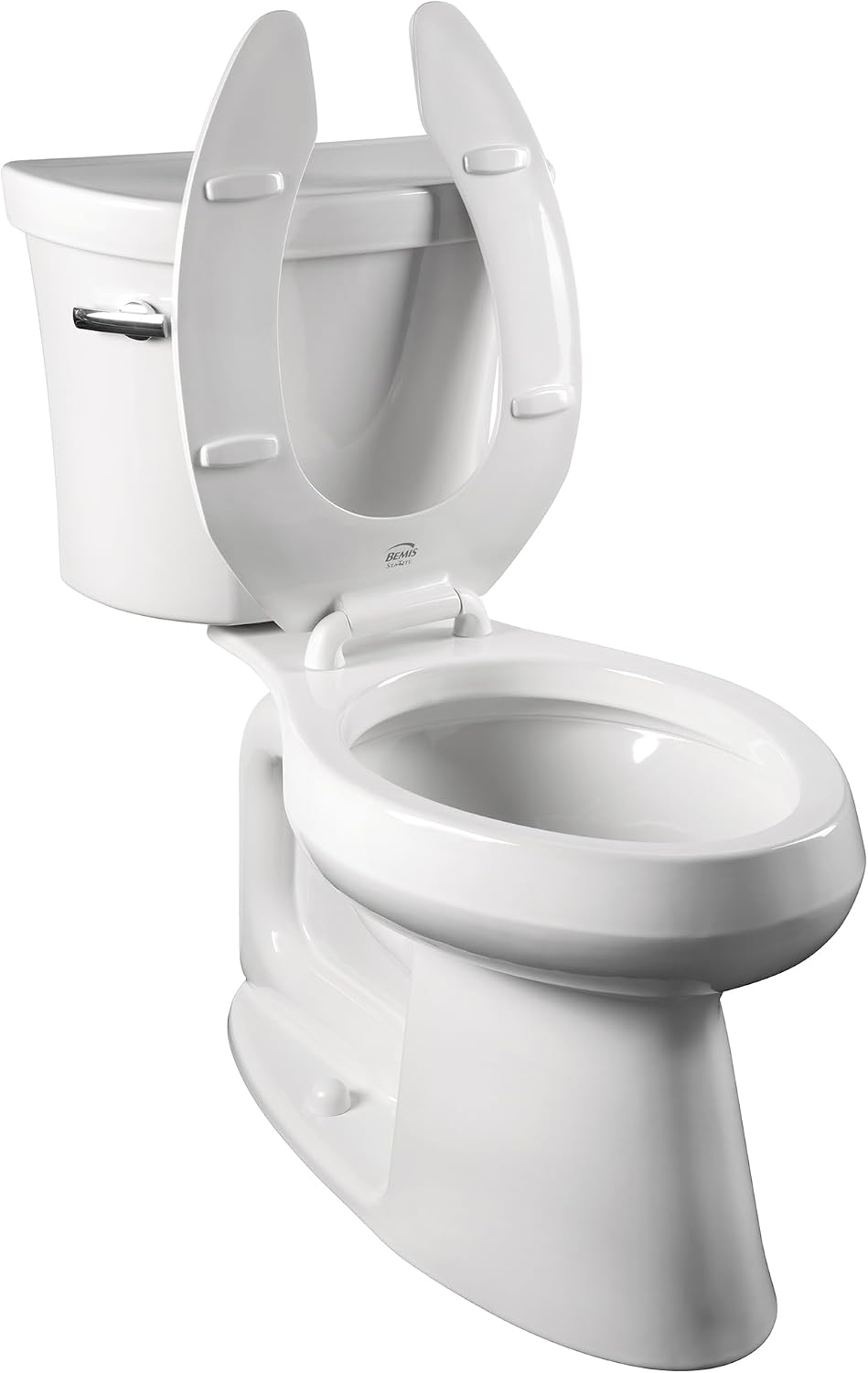 Bemis 6 Pack Commercial Open Front Plastic Toilet Seat, Heavy Duty Industrial Seat Without Lid, Secure Installation for Long Lasting Use, Made in USA, Elongated, White, 1955CT