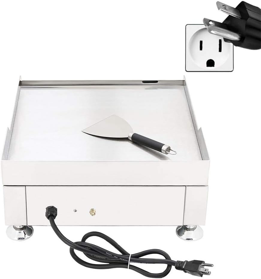 ALDKitchen Flat Top Griddle | Teppanyaki Grill with Dual Thermostat | No plug | 110V (16.00' x 18.00')