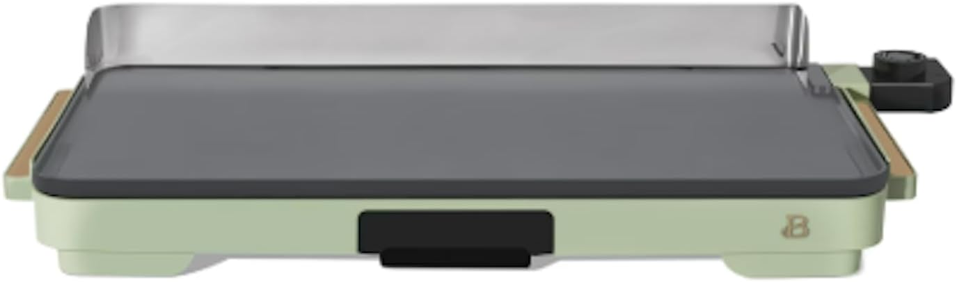Stunning XL Electric Griddle 12' x 22,' Non-stick by Drew Barrymore (Sage Green)