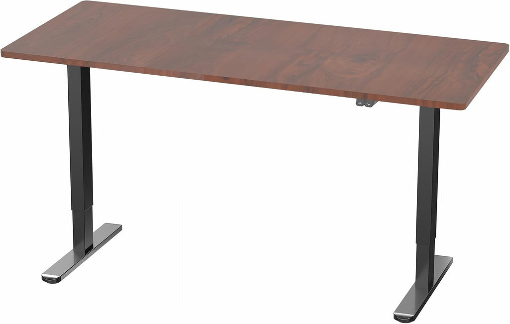 VIVO Electric 60 x 30 inch Stand Up Desk, Height Adjustable, Dark Walnut Top Black Frame, Home and Office Furniture Sets, DESK-KIT-0B6D