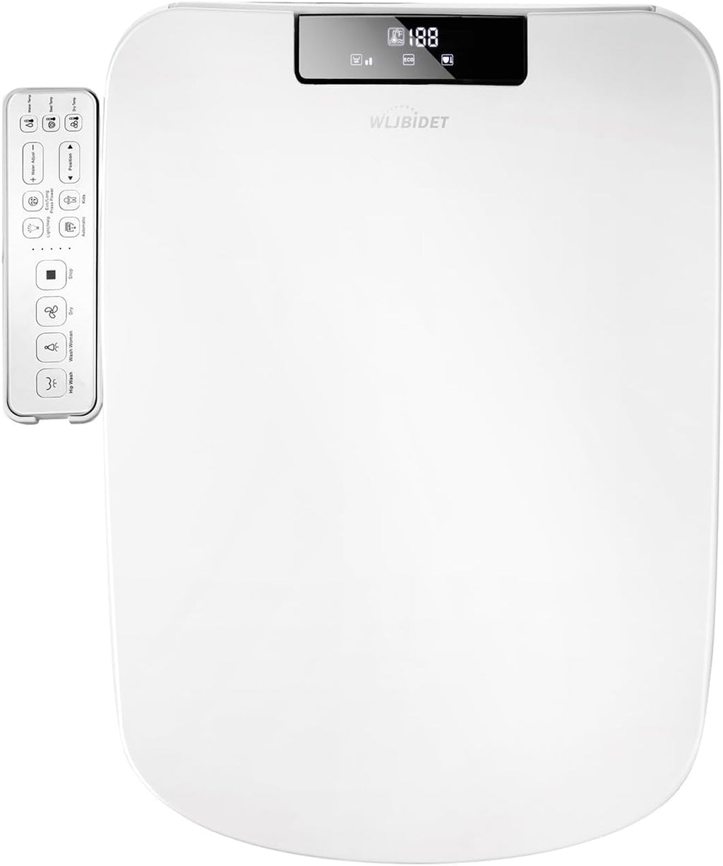 WLJBIDET Square Bidet Seat for Rectangle Toilets, Electric Heated Toilet Seat, Adjustable Air Dryer and Warm Water, Front and Rear Wash, 110V-120V Only