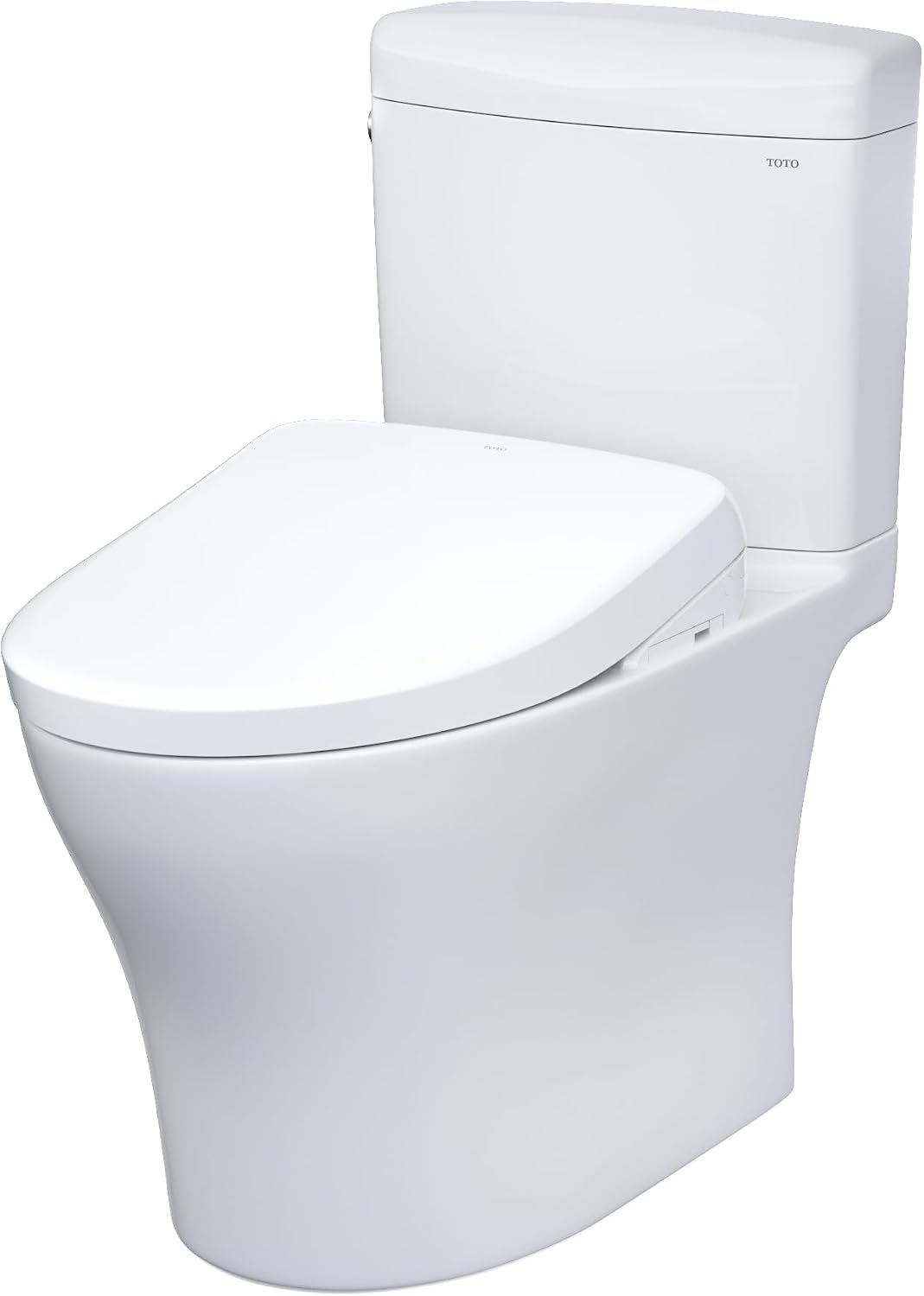 TOTO® WASHLET®+ Aquia IV® Cube Two-Piece Elongated Dual Flush 1.28 and 0.9 GPF Toilet with S7 Contemporary Bidet Seat, Cotton White - MW4364726CEMFGN#01