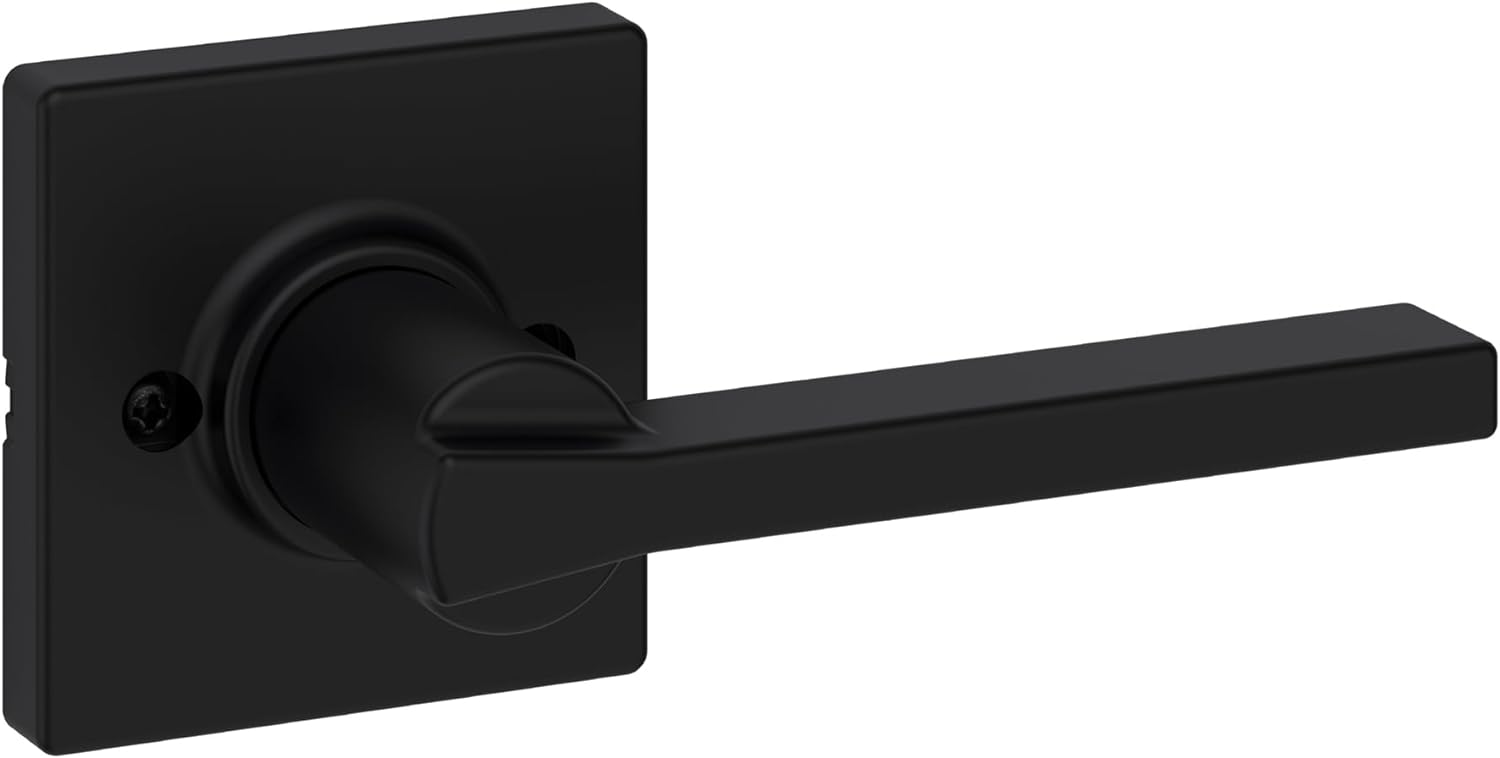 Kwikset Casey Dummy Door Handle,Sided Lever for Closets,French Double Doors,and Pantry,Matte Black Non-Turning Reversible Interior Push/Pull Lever,with Microban Protection,(Pack of 12)