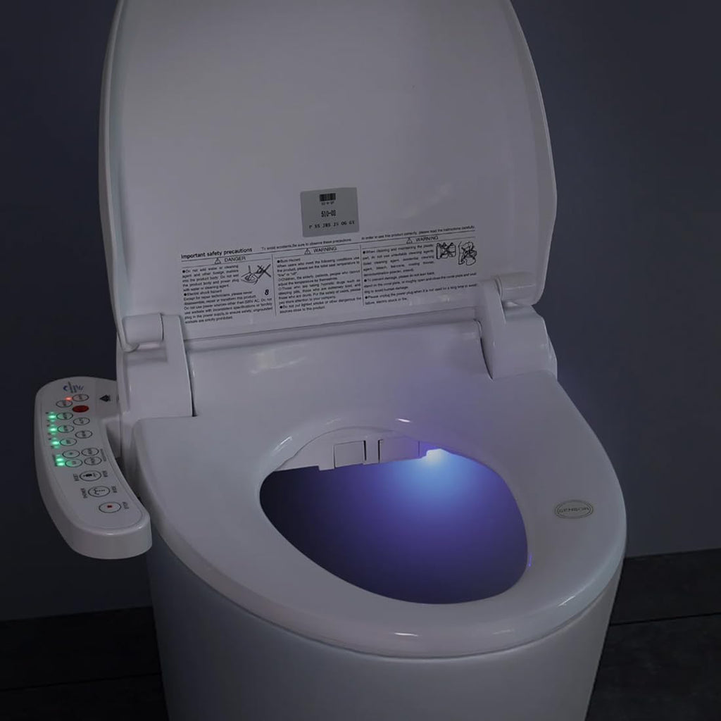 LINKLIFE Bidet Toilet Seat Electric Warm Water Bidet with Warm Air Drying, Heated Seat Bidets with Self-cleaning Nozzle Temperature Adjustable White (Round)