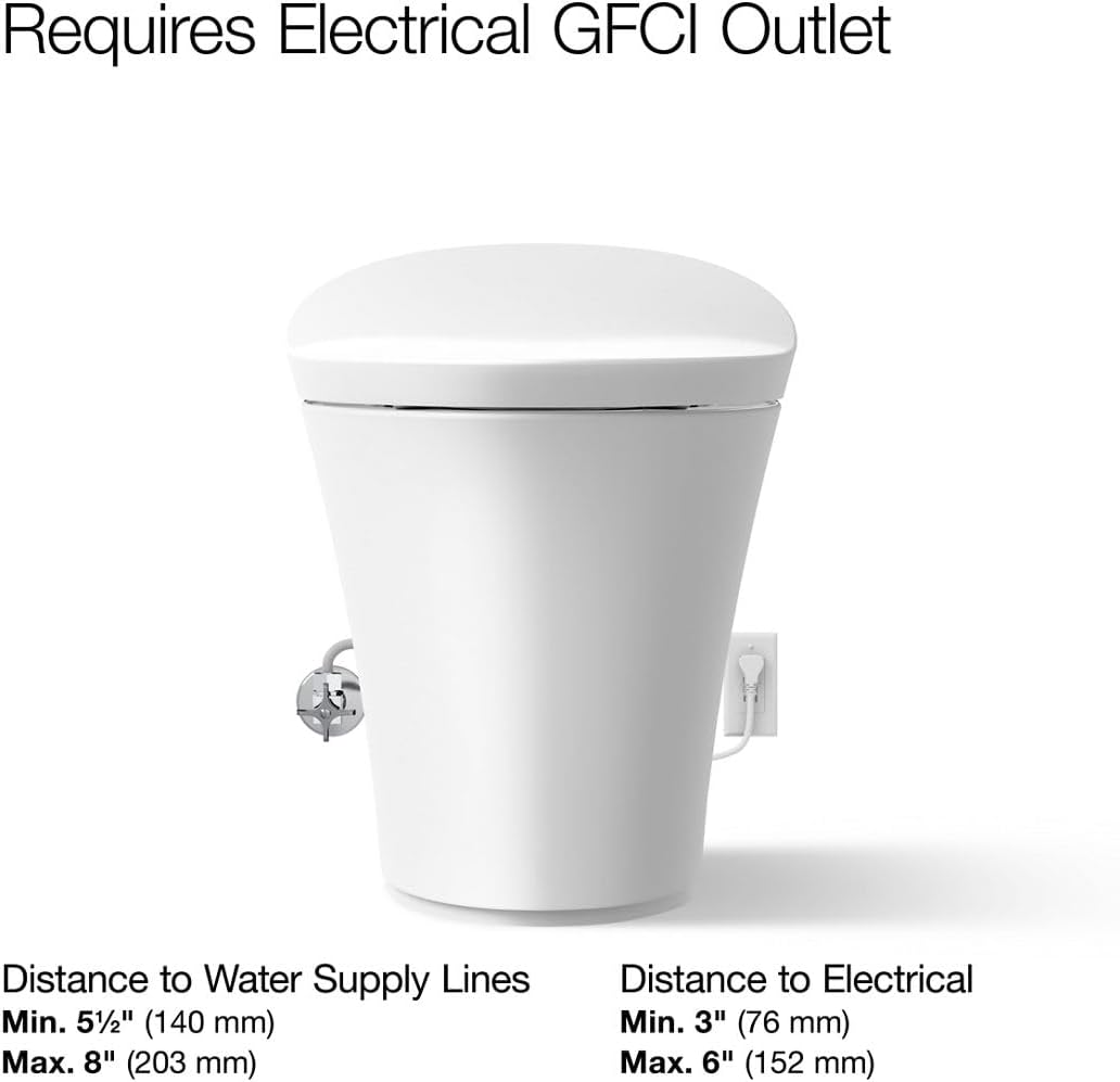KOHLER K-5401-PA-0 Veil One-Piece Elongated Dual-Flush Intelligent Toilet, Smart Bidet Toilet, White