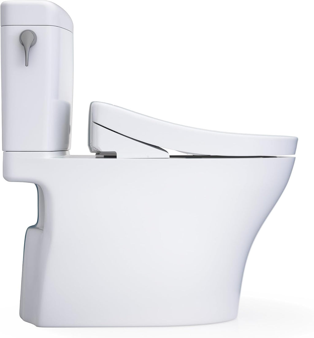 TOTO® WASHLET®+ Aquia IV® Cube Two-Piece Elongated Dual Flush 1.28 and 0.9 GPF Toilet with S5 Bidet Seat, Cotton White - MW4363446CEMFGN#01