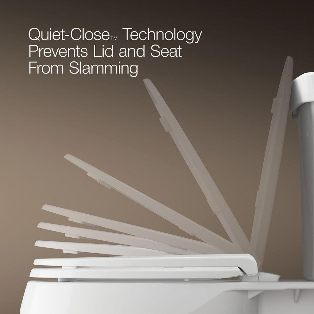 KOHLER 78052-RL-0 Rutledge ReadyLatch Quiet Close Rount Toilet Seat, Slow Close Lid and Seat, Grip-Tight Bumpers and Installation Hardware, White (Pack of 2)