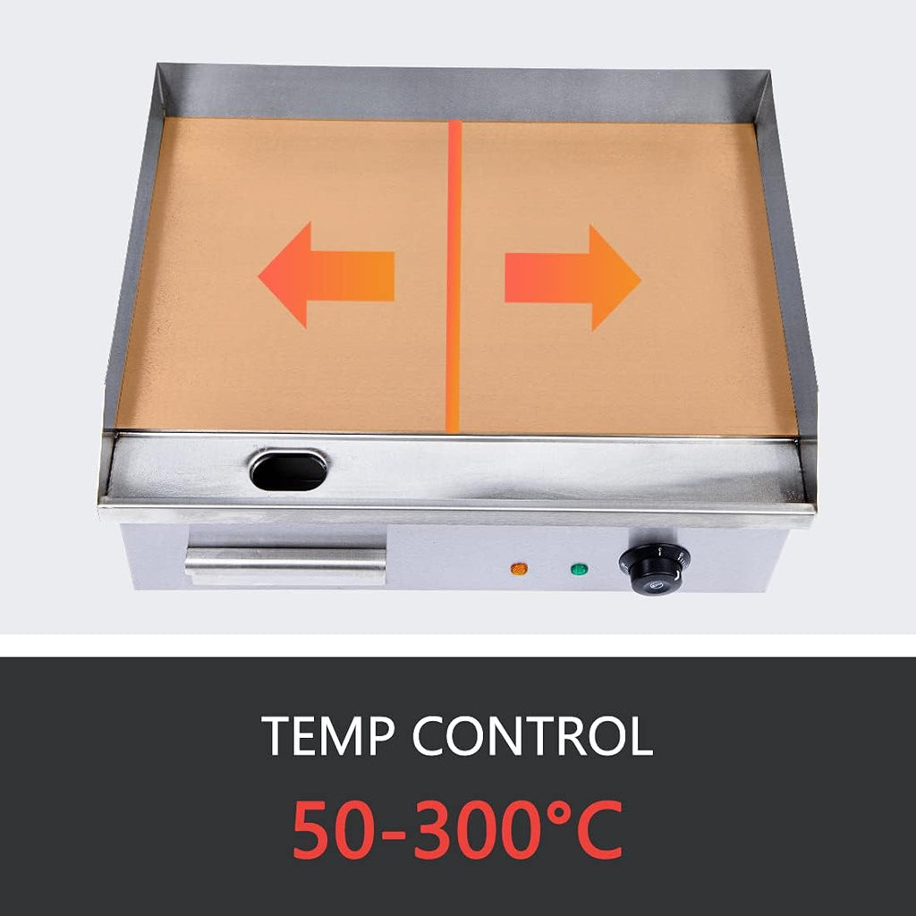 Commercial Griddle, 110V Electric Flat Top Grill, Non-Stick Countertop Griddle, Restaurant Stainless Steel Grill, Adjustable Temperature Control