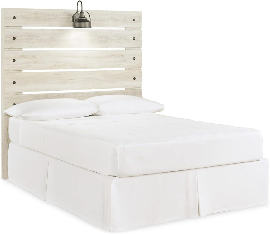 Signature Design by Ashley Cambeck Farmhouse Panel Headboard ONLY, Includes USB Charging Stations, For Full Size Beds, Whitewash, 57.09' W x 3.74' D x 60.47' H