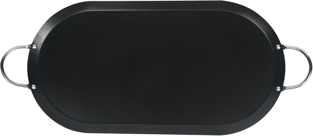 Restaurantware Comal 10 Pack of 8.8 Inch Carbon Steel Nonstick Oval Griddle with Metal Handles Premium Cookware Black