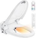 R FLORY Electric Bidet Toilet Seat Elongated Heated Toilet Seat with Bidet Slow Close Lid, Remote Control, Air Pump Flushing, Adjustable Self-Clean Nozzle, Instant Warm Water, Air Dryer, Night Light