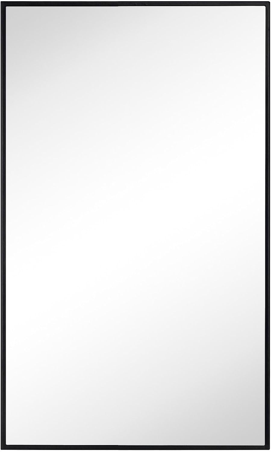 TEHOME 17.5'' x 29'' Black Recessed and Surface Mount Bathroom Medicine Cabinet with Mirror Matt Black Square Cornered Metal Framed Rounded Rectangle Medicine Cabinet Mirror