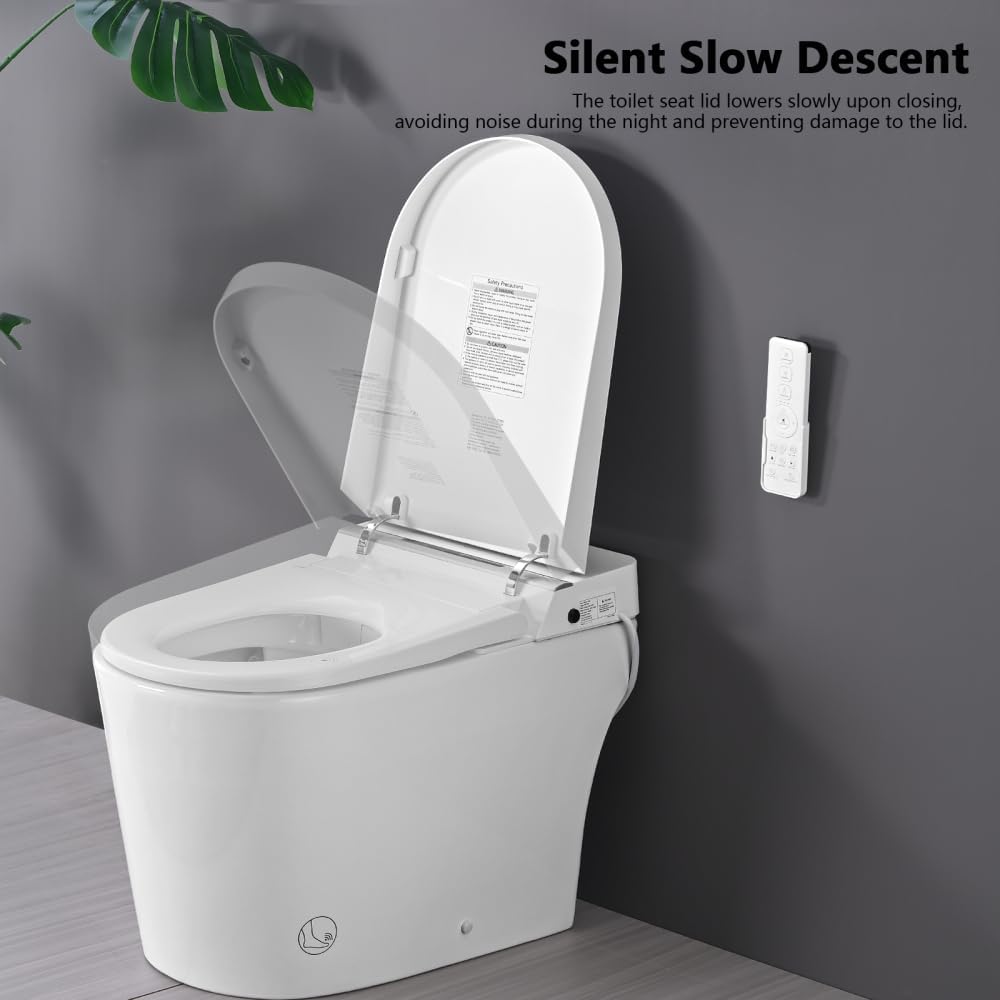 Smart Toilet Seat with Heated Bidet Functions Night Light Soft Close and Foot Sensor for Hands-Free Operation Comfortable Bathroom Upgrade