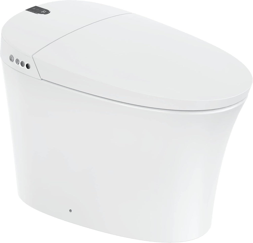 Elongated Smart Bidet Toilet Seat with Dual Flushing - One Piece Heated Toilet Seat Air Dryer - Tankless Toilet Bidet with 6 Levels of Seat and Wind Temperature