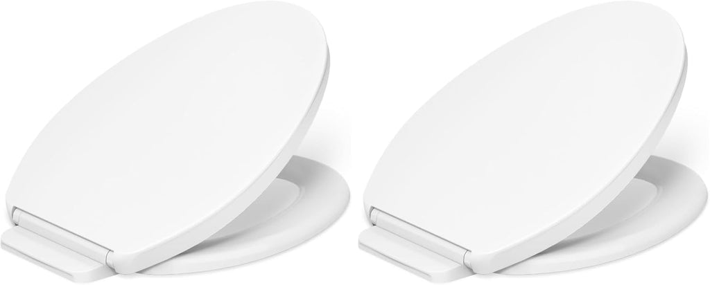 KOHLER K-26801-0 Impro ReadyLatch Quiet Close Elongated Toilet Seat, White Toilet Seat, Grip-Tight Bumpers, New Home Essentials, Slam Prevention (Pack of 2)