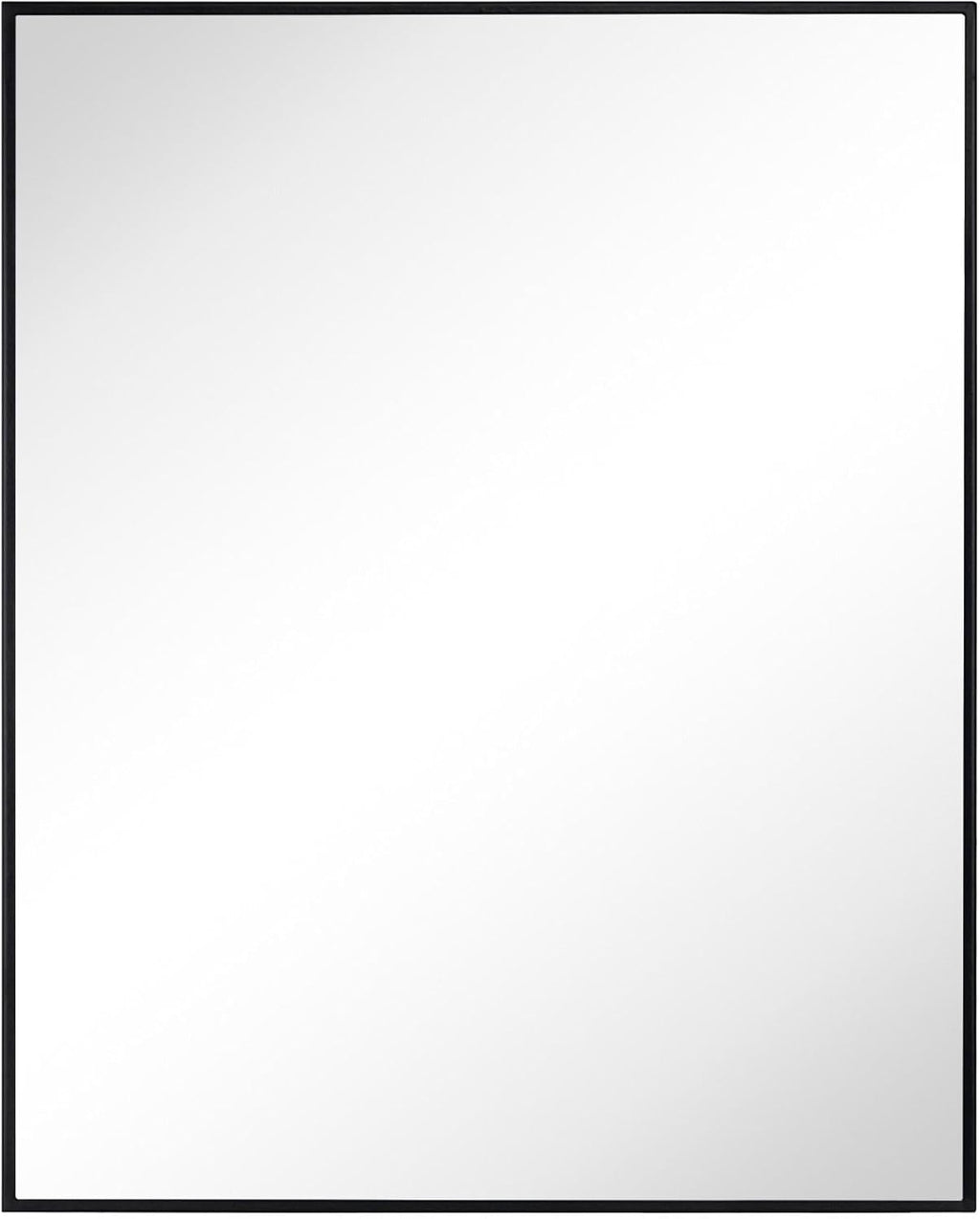 TEHOME 24'' x 30'' Black Recessed and Surface Mount Bathroom Medicine Cabinet with Mirror Matt Black Square Cornered Metal Framed Rounded Rectangle Medicine Cabinet Mirror
