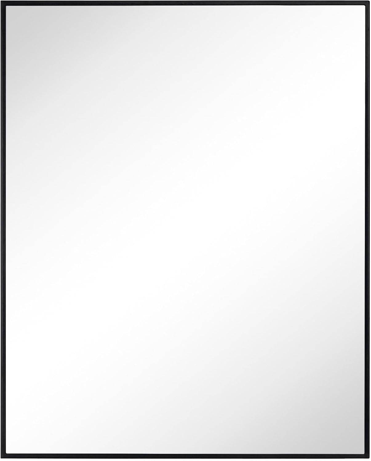 TEHOME 24'' x 30'' Black Recessed and Surface Mount Bathroom Medicine Cabinet with Mirror Matt Black Square Cornered Metal Framed Rounded Rectangle Medicine Cabinet Mirror