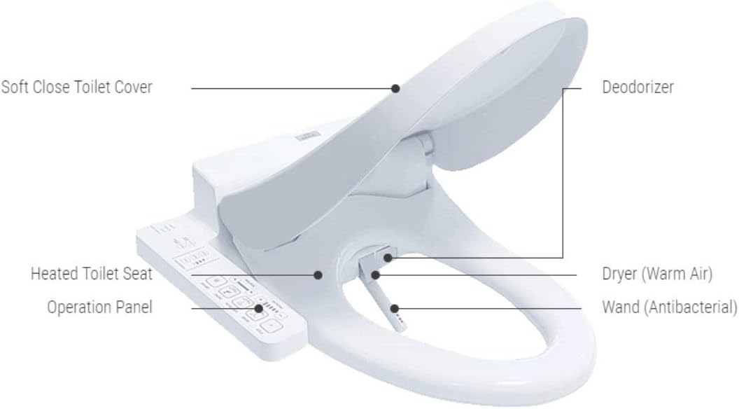 TOTO SW2014#01 A100 WASHLET Electronic Bidet Toilet Seat with SoftClose Lid, Elongated, Cotton White