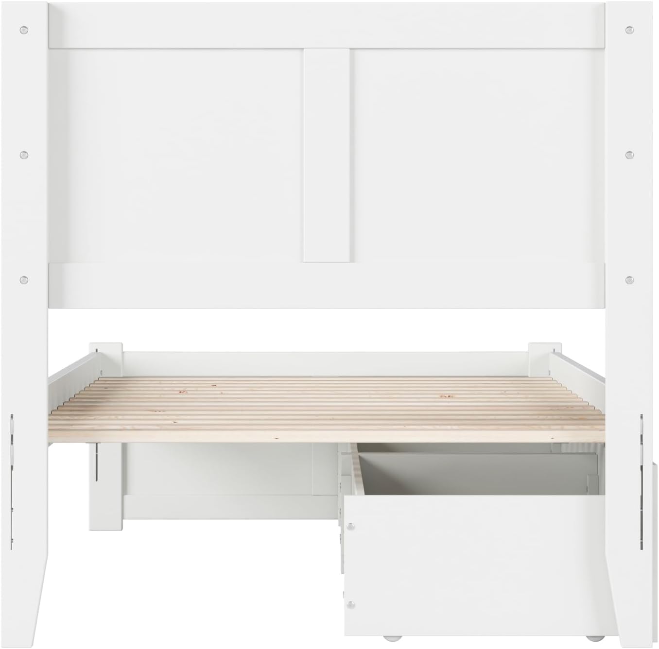 AFI, Canyon Twin Solid Wood Storage Platform Bed with Footboard & Set of 2 Storage Drawers, White