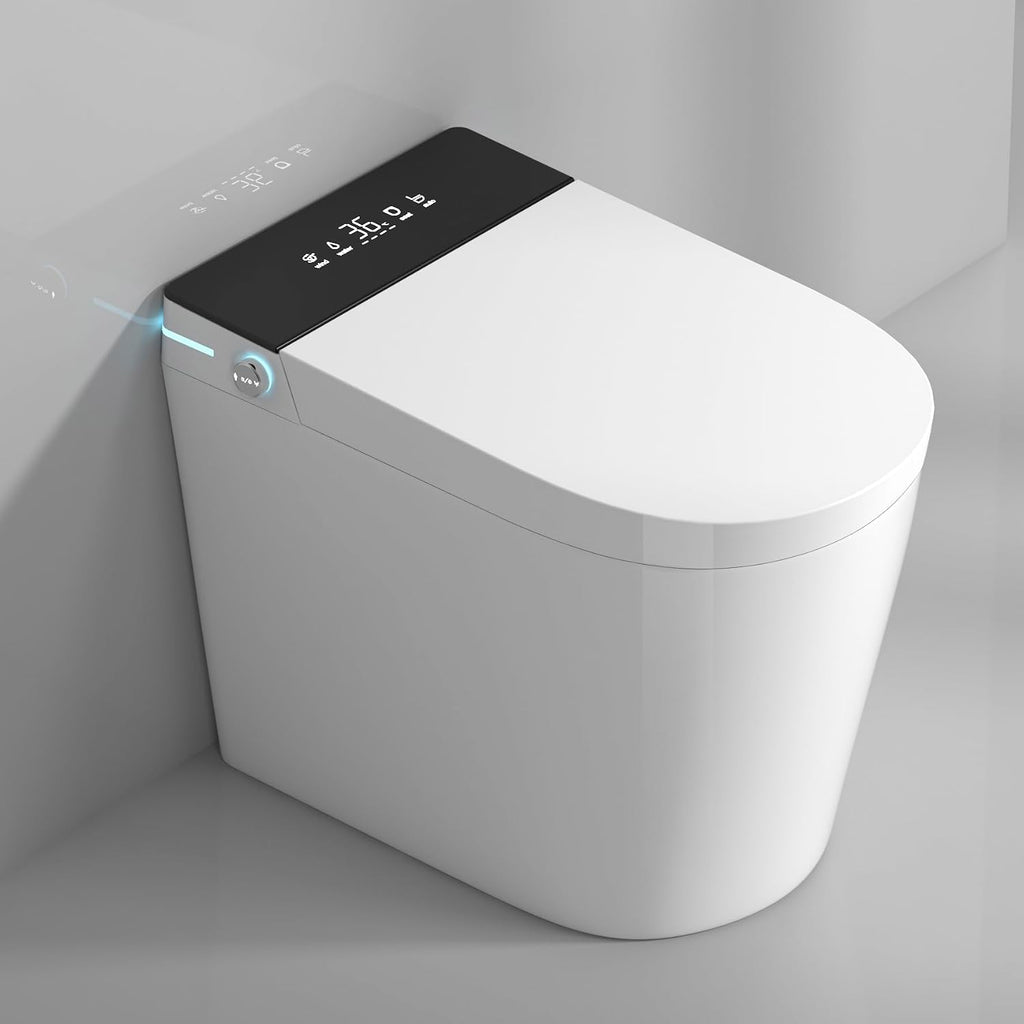 WinZo 23' Compact Smart Toilet with Bidet Seat Built-in For Small Space Bathroom, Auto Flush, LED, Night Light,Heated Bidet Seat with Warm Air Drying White