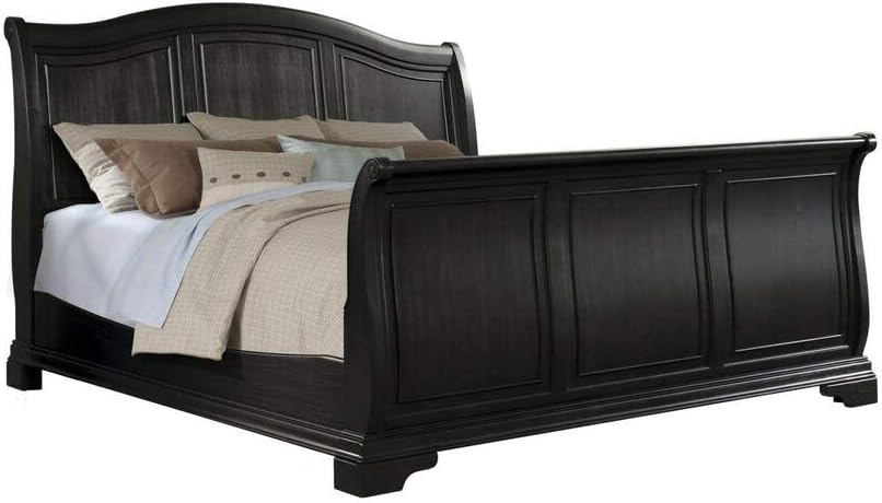 Elements Youngston Bed with Wooden Headboard and Sleigh Footboard, King