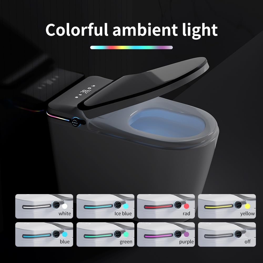 Smart Toilet with Bidet, Bidet Toilet, Modern Smart Toilets, Inteligente Japanese Toilet Seat,Toilet with Bidet Built in, Tankless Electric Toilet With Auto Open/Close Lid, Warm Water, Heated Seat