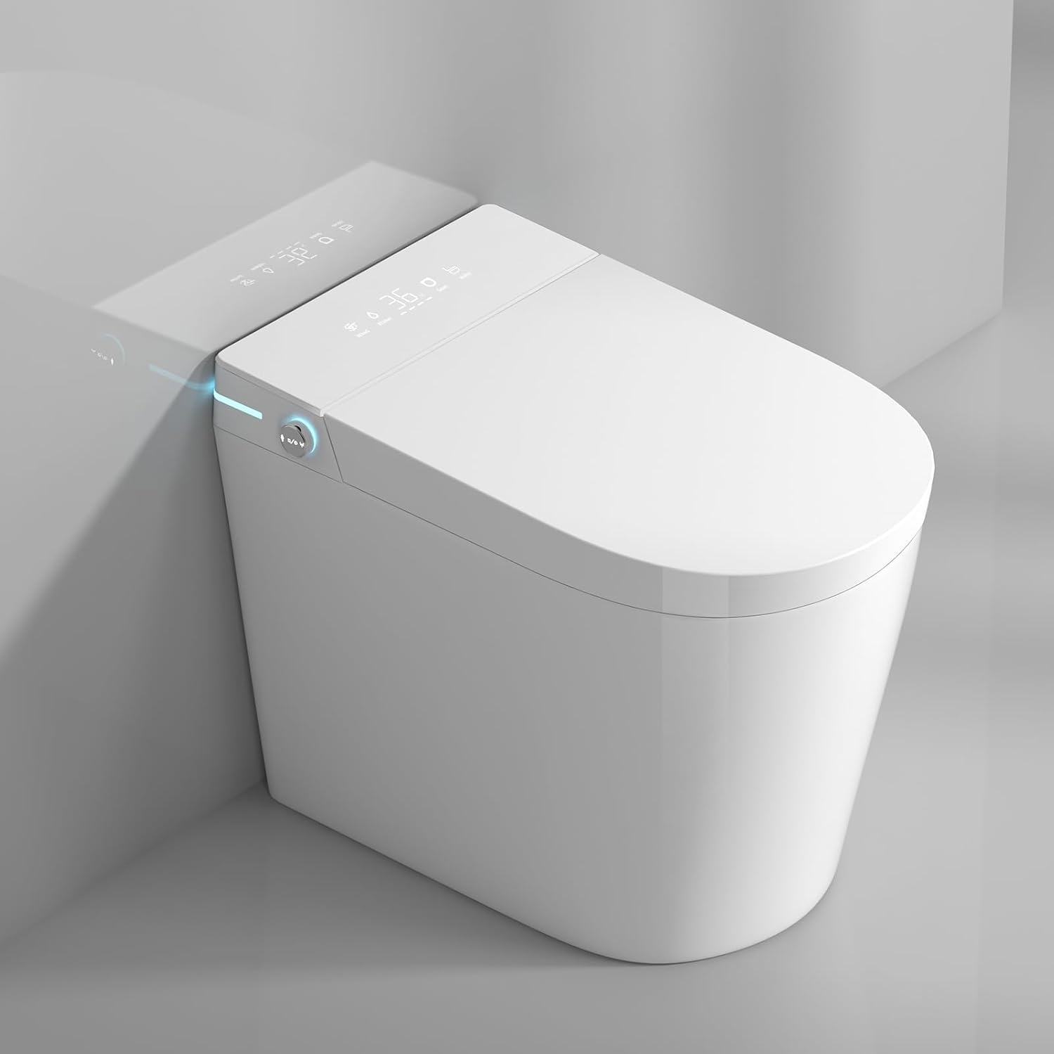 WinZo 23' Compact Smart Toilet with Bidet Seat Built-in For Small Bathroom, Auto Flush, LED Night Light,Heated Bidet with Warm Air Drying (White with White panel)