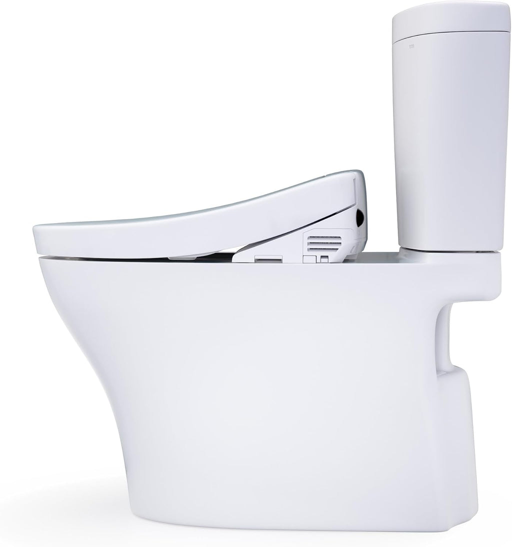 TOTO® WASHLET®+ Aquia IV® Arc Two-Piece Elongated Dual Flush 1.28 and 0.9 GPF Toilet with S5 Bidet Seat, Cotton White - MW4483446CEMFGN#01