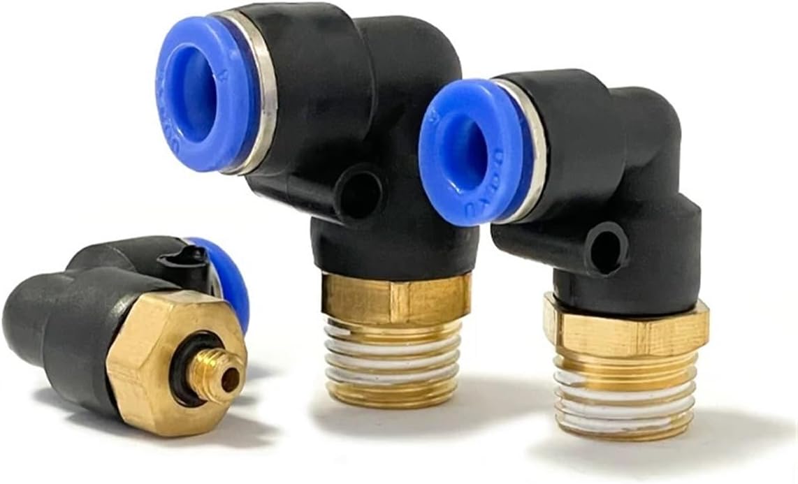 PL Elbow 4-M5 6-M5 Straight Air Connector Pneumatic Quick Fittings 1/8 1/4 3/8 1/2 Male Thread Push in 100Pcs(PL6-02)