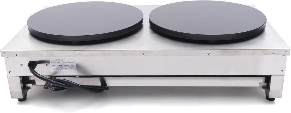 16 Inch Electric Crepe Maker, 2x1700W Commercial Crepe Maker Double Head Electric Crepe Griddle Blintzes Maker, Large Commercial Crepe Machine 122°F-572°F Temp. Range for Blintzes, Crepes