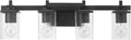 GLOBE Electric 52089 Dakota 4-Light Vanity Light, Matte Black, Seeded Glass Shades