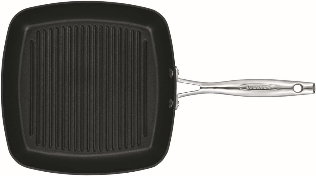 Scanpan Pro IQ 10.5 Inch Square Nonstick Grill Pan – Compatible with All Cooktops, Induction Ready, Metal Utensil Safe, Dishwasher & Oven Safe to 500°F, Black