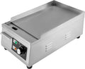 Electric Countertop Flat Top Griddle 110V 1300W Commercial Teppanyaki Grill 11'x15.7' Stainless Steel Commercial Flat Top Grill Thermostatic Control 122-572°F for Restaurant Kitchen