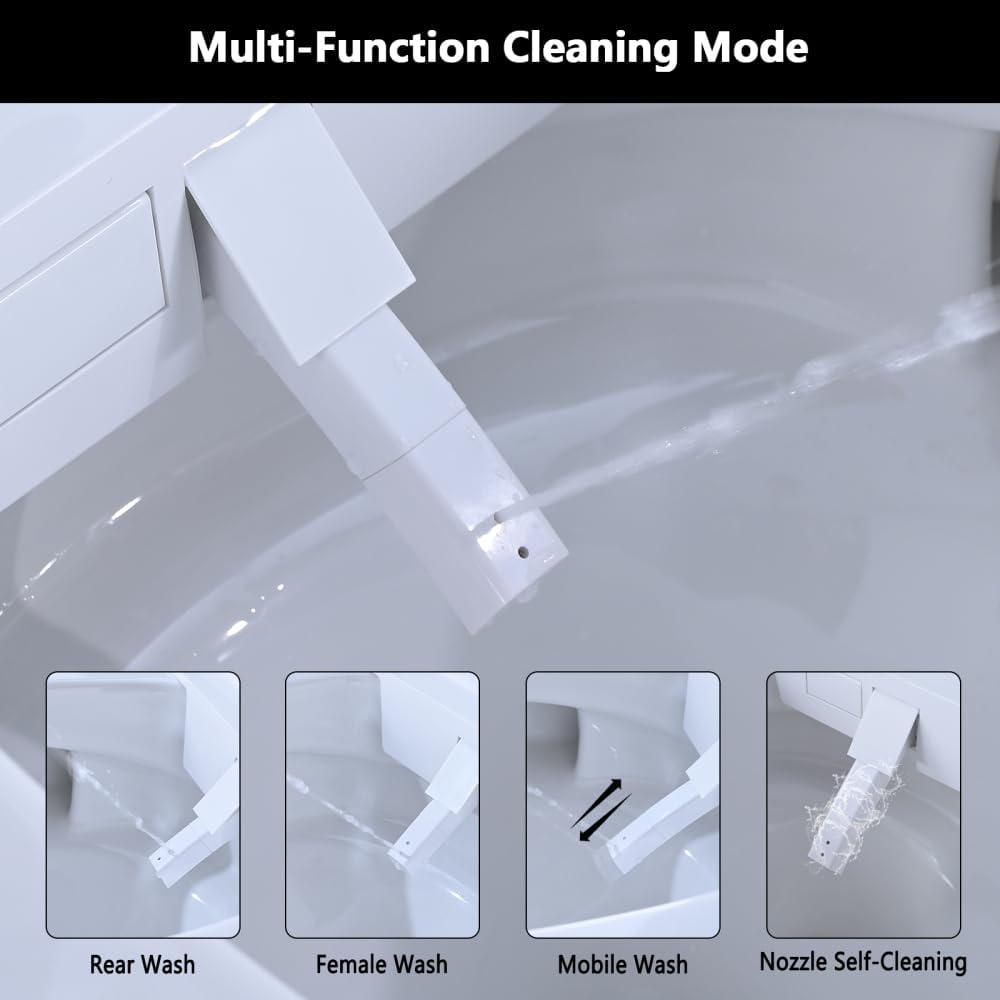 Smart Toilet Seat with Heated Bidet Functions Night Light Soft Close and Foot Sensor for Hands-Free Operation Comfortable Bathroom Upgrade