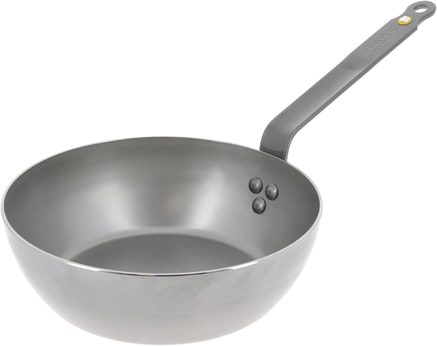 de Buyer MINERAL B Carbon Steel Country Fry Pan - 11' Diameter, 7.7' Cooking Surface - Ideal for Sauteing, Simmering, Deep Frying & Stir Frying - Naturally Non-Stick Finish - Made in France