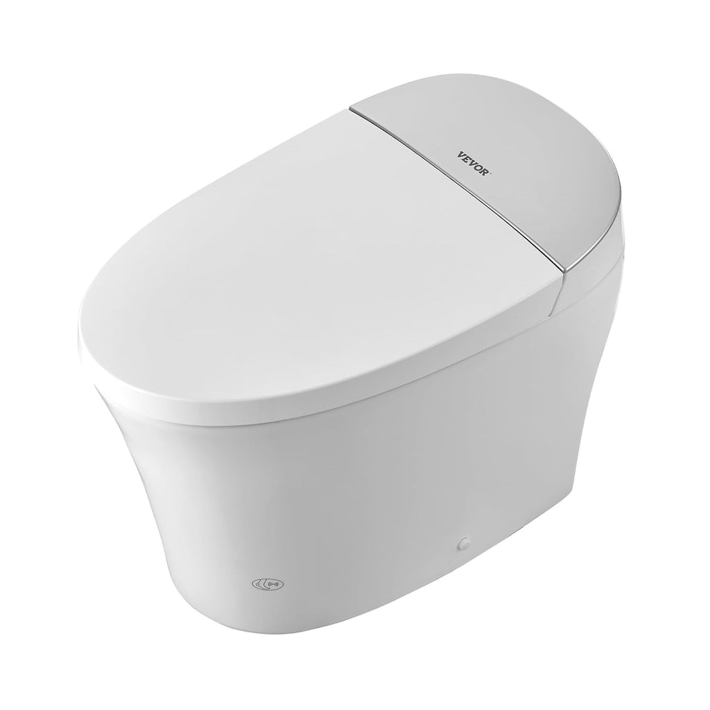 VEVOR Smart Toilet, One Piece Toilet with Bidet Built in, Foot Sensor Operation, Warm Water Sprayer & Air Drying,Easy Operated Toilet with Remote Control, Heated Seat with LED Display