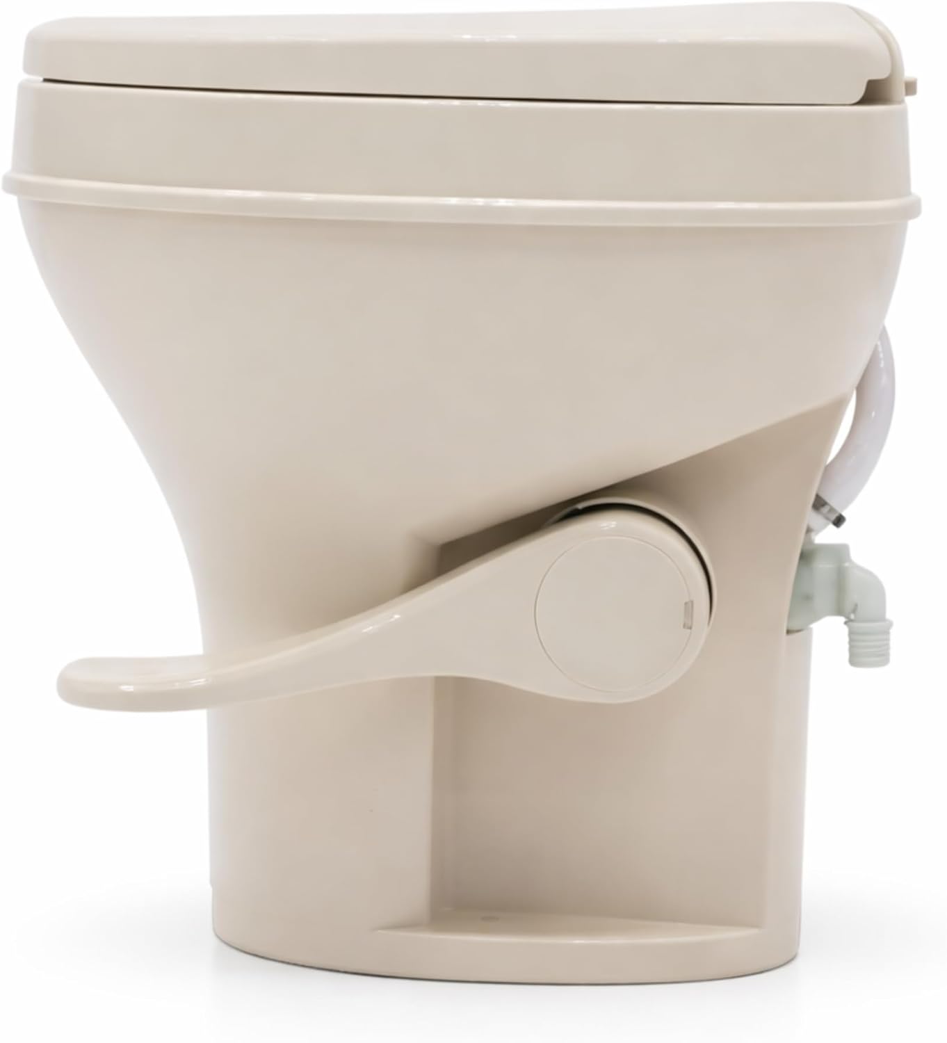 SEAFLO Bone RV Toilet, Residential Height 18.4', Gravity Flush Foot Pedal, Soft Close Seat, Camper Toilet for RV Motorhome Travel Trailer, Parchment, SFRTPH-02-01, 4-Year Warranty