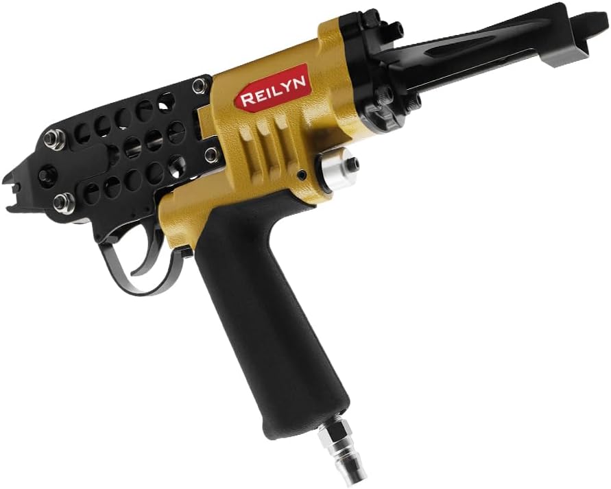 SC760C-I2 Pneumatic Hog Ring Gun, 16 Gauge 1/2' Crown Hog Ring Pliers, 2.6-3.6 mm Closure, Short Magazine Lightweight Air C Ring Stapler for Fencing, Upholstery, Pet Cages, and Bag Closing