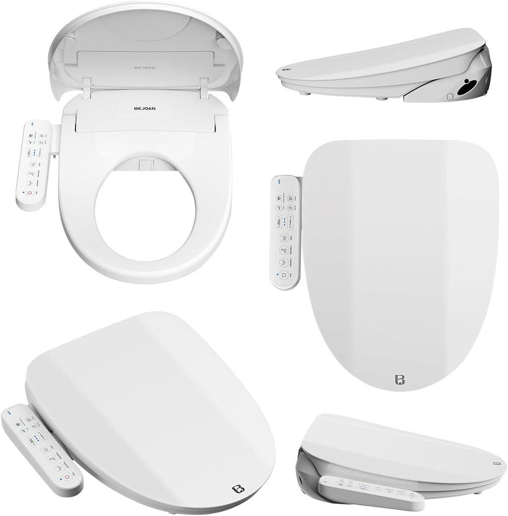 FN1 Electronic Bidet Seat Elongated, Smart Toilet Bidet Seat, Bidet Attachment for Toilet Warm Water, Warm Air Dryer, Rear and Front Wash, LED Light